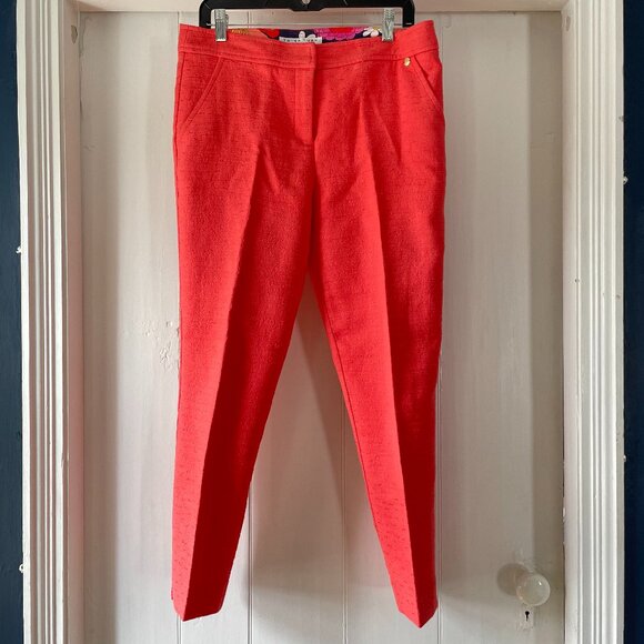 Trina Turk Sz 8 Coral Textured Ankle Pants Stretch Great Condition Resort Career - Picture 1 of 5